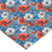 Mooie rood/wit/blauwe bloemen tafelkleed (Gekanteld)
