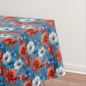 Mooie rood/wit/blauwe bloemen tafelkleed (Voorbeeld)