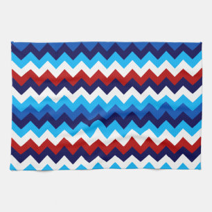 Mooie Rood Wit Blauwe Chevrons Keukenhanddoek