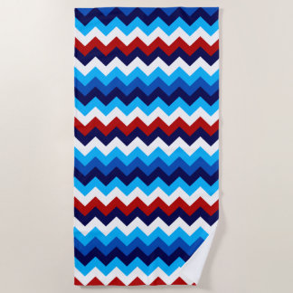 Mooie Rood Wit Blauwe Chevrons Strandhanddoek Strandlaken