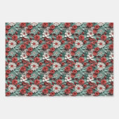 Mooie Rood Wit en Groen 3D Poinsettia Inpakpapier Vel (Voorkant)