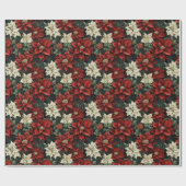 Mooie Rood Wit en Groen Poinsettia Cadeaupapier (Vlak)