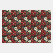 Mooie Rood Wit en Groen Poinsettia Inpakpapier Vel (Voorkant 2)
