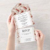 Mooie Rood Witte Bloem All In One Uitnodiging (Afscheurbaar)