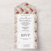 Mooie Rood Witte Bloem All In One Uitnodiging (Binnen)