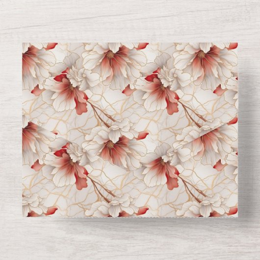 Mooie Rood Witte Bloem All In One Uitnodiging (Achterkant)