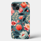 Mooie rood/witte bloemen lente bloemenpatroon Case-Mate iPhone case (Achterkant)