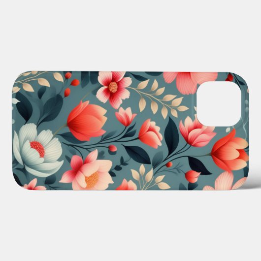 Mooie rood/witte bloemen lente bloemenpatroon Case-Mate iPhone case (Achterkant (horizontaal))