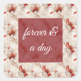 Mooie Rood Witte Bloemen Vierkante Sticker