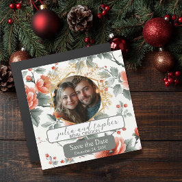 Mooie rood-witte kerst huwelijksmagneet magnetische uitnodiging