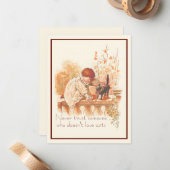 Mooie roodharige kind met katje kat citaat   notitiekaartje (Voorkant / Achterkant in situ)