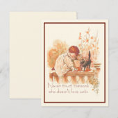 Mooie roodharige kind met katje kat citaat   notitiekaartje (Voorkant / Achterkant)