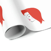 Mooie roodharige rode lippenstift met een rode lip cadeaupapier (Rol Hoek)