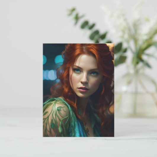 Mooie roodharige vrouw briefkaart (Staand voorkant)