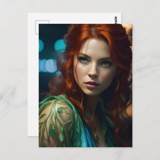 Mooie roodharige vrouw briefkaart (Voorkant / Achterkant)