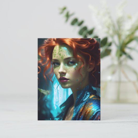 Mooie roodharige vrouw briefkaart (Staand voorkant)