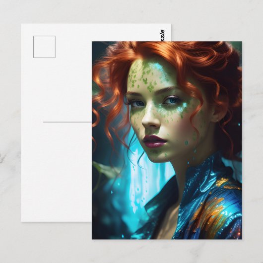 Mooie roodharige vrouw briefkaart (Voorkant / Achterkant)