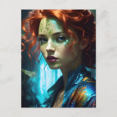 Mooie roodharige vrouw briefkaart (Voorkant)