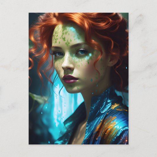 Mooie roodharige vrouw briefkaart (Voorkant)