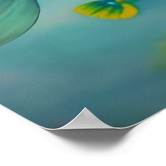 Mooie roodharige zeemeermin zwemmen rif poster (Hoek)