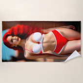 Mooie roodkopmeisje ilustratie Beach Towel Strandlaken (Voorkant)
