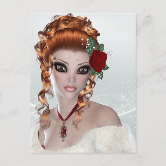 Mooie Roodkopvrouw Briefkaart (Voorkant)
