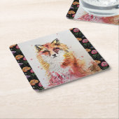 Mooie Roodvos- en Bloemendrinkhouders Kartonnen Onderzetters (Schuin)