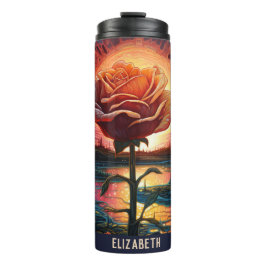 Mooie Roos Abstracte Bloemige Tumbler Thermosbeker