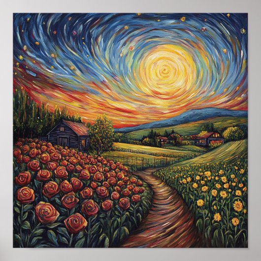 Mooie Roos Bloem Kunst Cozy Thuis Poster (Voorkant)