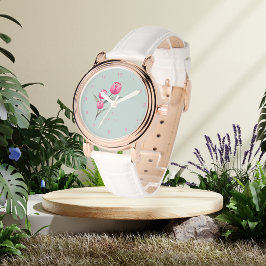 Mooie Roos Bloemige gepersonaliseerde eWatch Horlo Horloge