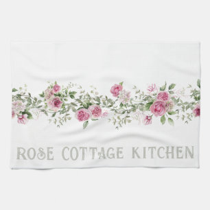 Mooie Roos Bloemstuk Met Eigen Naam Cottage Theedoek