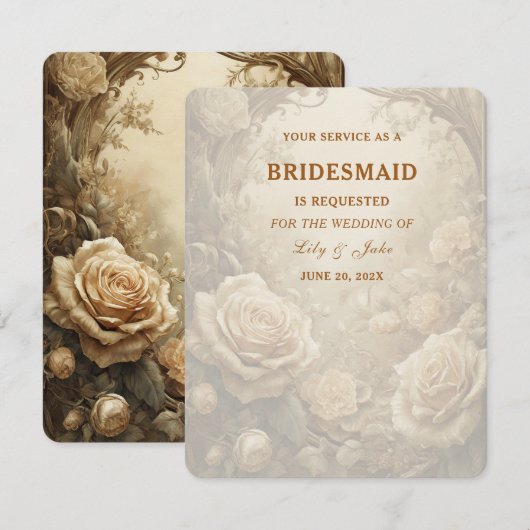 Mooie Roos bruidsmeisjes Kaart (Voorkant / Achterkant)