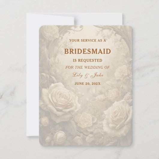 Mooie Roos bruidsmeisjes Kaart (Voorkant)