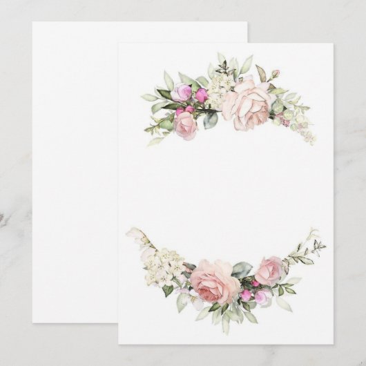 Mooie roos bruiloft uitnodiging template (Voorkant / Achterkant)