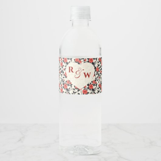 Mooie Roos Fancy Trouw Waterfles Label Etiket (Voorkant)