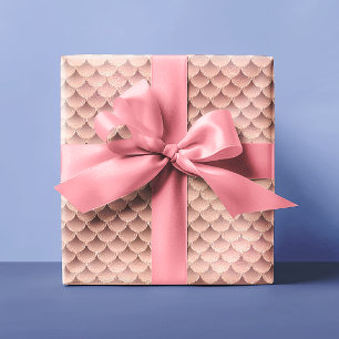Mooie Roos Goud Roze Glitter Zeemeermin Schalen Cadeaupapier