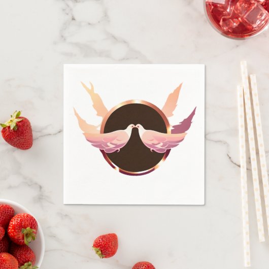 Mooie Roos gouden liefdesduiven Servet (Insitu)