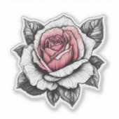 Mooie Roos Illustratie Waterdicht Sticker (Voorkant)