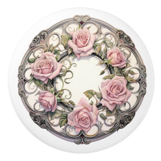 Mooie Roos Keramische Knop (Voorkant)