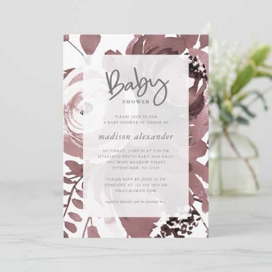 Mooie Roos Kleur Bloemen Baby shower Kaart (Staand voorkant)