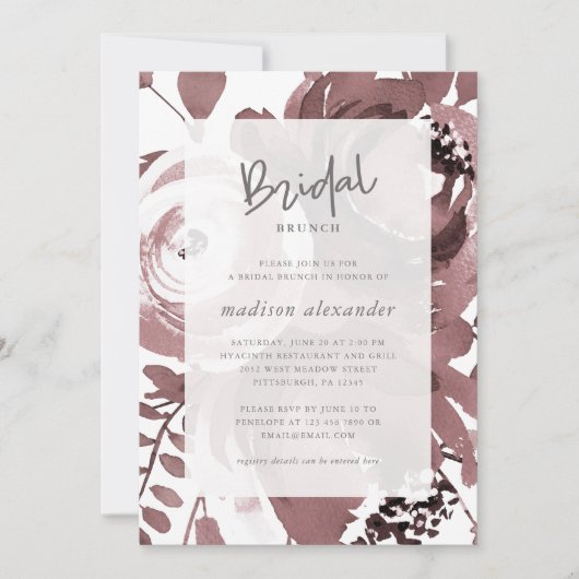 Mooie Roos Kleur Bloemen Blush Bruids Brunch Kaart (Voorkant)