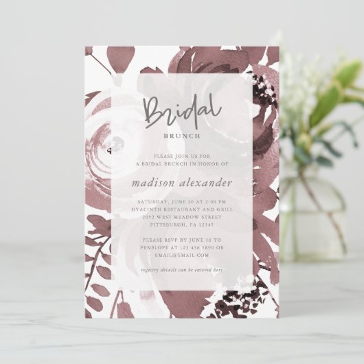 Mooie Roos Kleur Bloemen Blush Bruids Brunch Kaart (Staand voorkant)