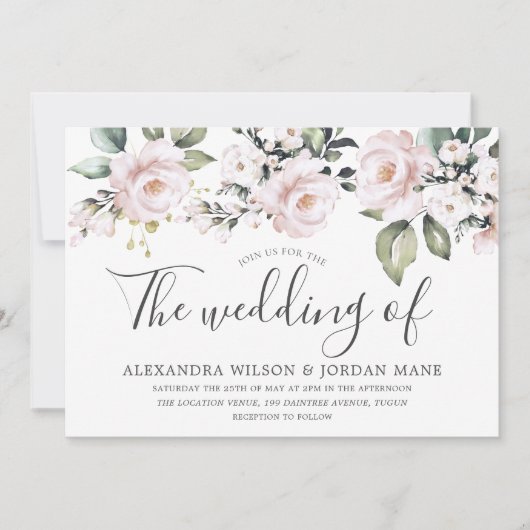 Mooie Roos met stomheid roze bruiloft Kaart (Voorkant)