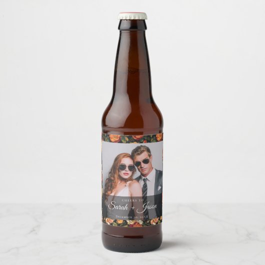 Mooie Roos minimalistische bruiloft bierlabel Bier Etiket (Voorkant)