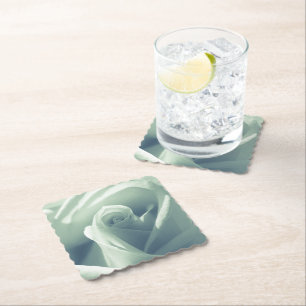 Mooie Roos Mint Green Flower Kartonnen Onderzetters