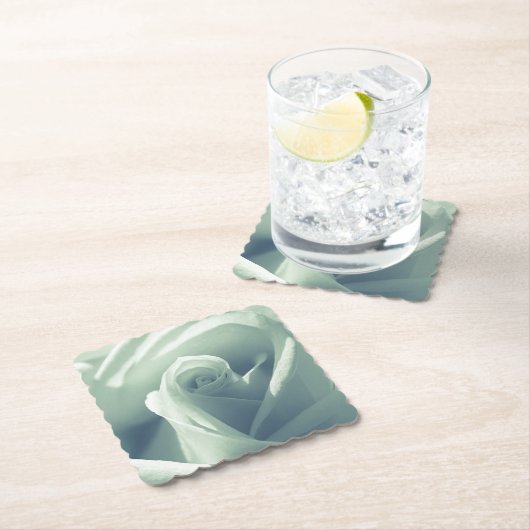 Mooie Roos Mint Green Flower Kartonnen Onderzetters (Insitu)