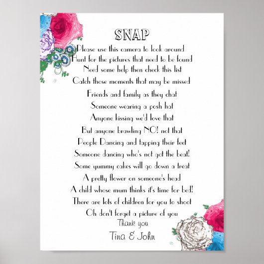 Mooie Roos Ontwerp Trouw Foto Spel Poster (Voorkant)