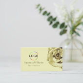 Mooie Roos Plain Pastel Beige met Logo Simple Visitekaartje (Staand voorkant)