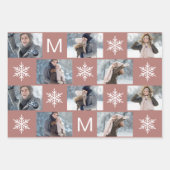 Mooie Roos Snowflakes Monogram Fotocollage Inpakpapier Vel (Voorkant 3)