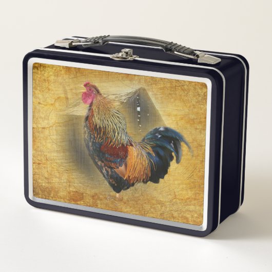 Mooie Rooster en Rustic Barn Chicken Coop (Voorkant)